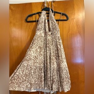 Beige and White Halter Dress
